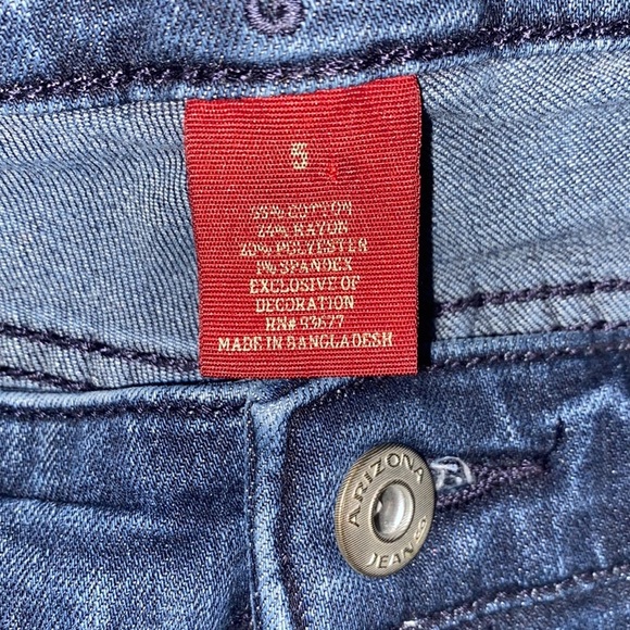 Arizona Jeans Jeggings size 5 Dark blue denim. Lightly distressed. Stretchy - Picture 3 of 10